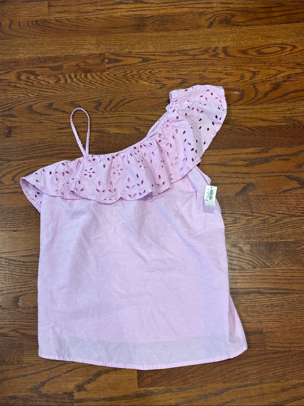 Women’s lavender One-Shoulder Ruffle Eyelet Top Old Navy XS new with tags